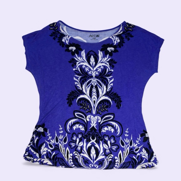 Apt. 9 Tops - Apt. 9 Purple and Black Floral Graphic Short Sleeve Crew Neck Tee